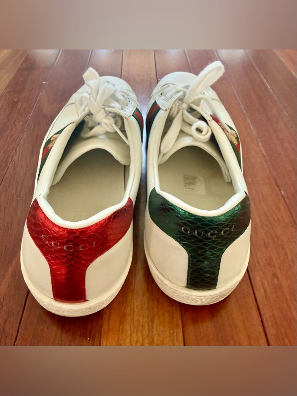 Men Gucci White Leather Ace Bee Sneaker size 9 - Picture 5 of 7